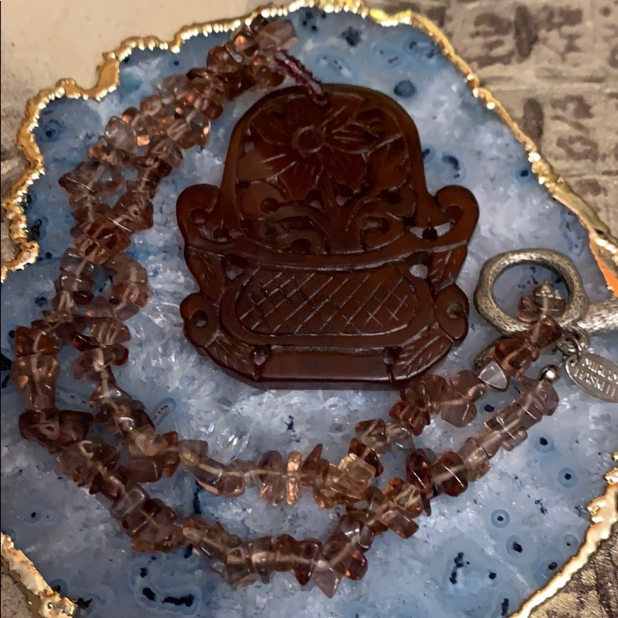 Miriam Haskell Flower Basket Carved Necklace